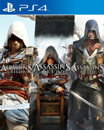 Oferta » Assassins Creed Triple Pack: Black Flag, Unity, Syndicate PS4